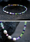 Boho Necklace, Seed Bead Choker, Crystal Pearl